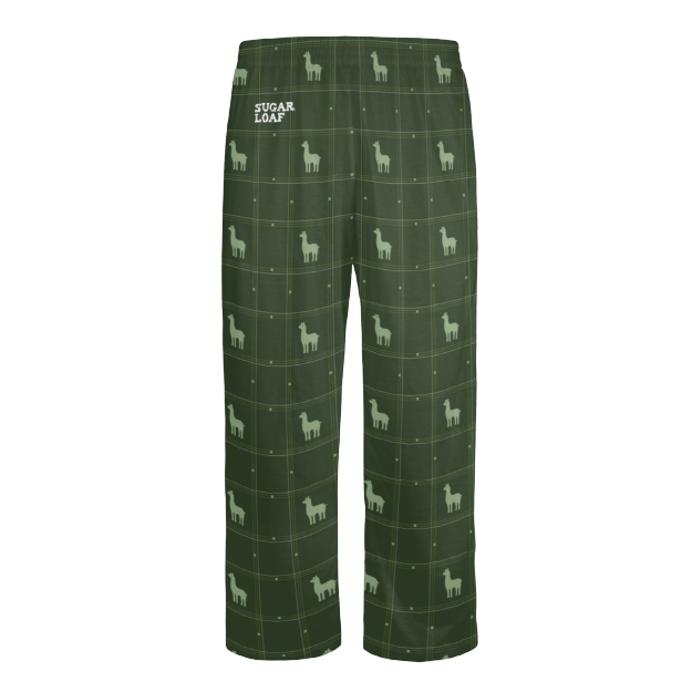 Plaid Llama Men’s Pajama Bottoms, Green